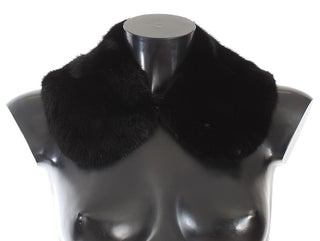 Dolce &amp; Gabbana Elegant Black Mink Fur Shoulder Wrap Scarf