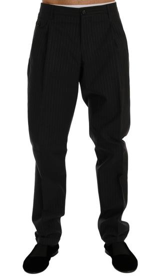 Dolce &amp; Gabbana Elegant Striped Straight Fit Dress Trousers