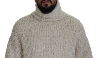 Dolce &amp; Gabbana Elegant Cream Turtleneck Wool Blend Sweater