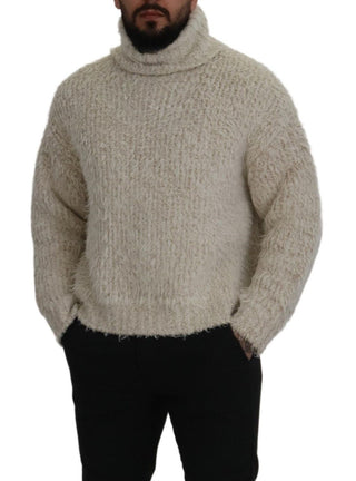 Dolce &amp; Gabbana Elegant Cream Turtleneck Wool Blend Sweater