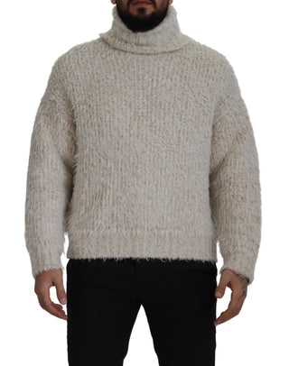 Dolce &amp; Gabbana Elegant Cream Turtleneck Wool Blend Sweater