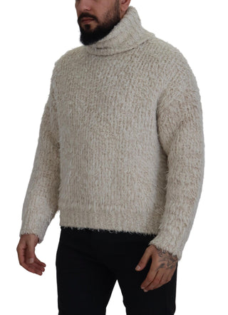 Dolce &amp; Gabbana Elegant Cream Turtleneck Wool Blend Sweater