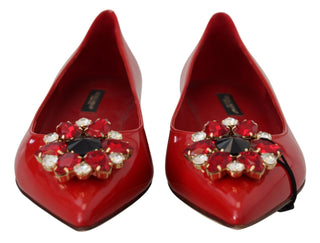 Dolce &amp; Gabbana Red Suede Crystal Loafers - Exquisite Elegance