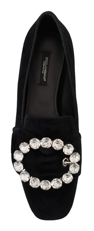 Dolce &amp; Gabbana Chic Velvet Crystal-Embellished Loafers