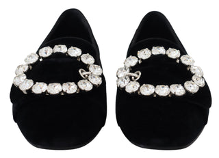 Dolce &amp; Gabbana Chic Velvet Crystal-Embellished Loafers