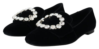 Dolce &amp; Gabbana Chic Velvet Crystal-Embellished Loafers