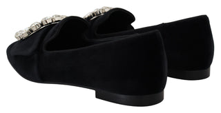 Dolce &amp; Gabbana Chic Velvet Crystal-Embellished Loafers