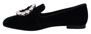 Dolce &amp; Gabbana Chic Velvet Crystal-Embellished Loafers