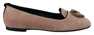 Dolce &amp; Gabbana Elegant Pink Velvet Devotion Loafers