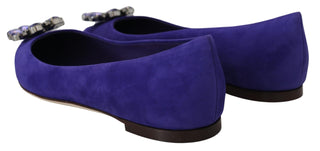 Dolce &amp; Gabbana Embellished Crystal Purple Suede Flats