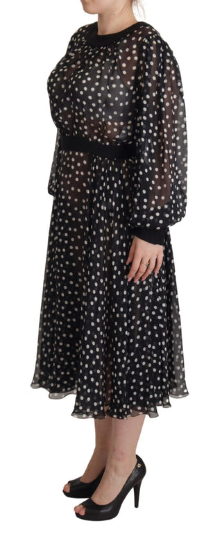 Dolce &amp; Gabbana Elegant Polka Dot Silk Midi Dress