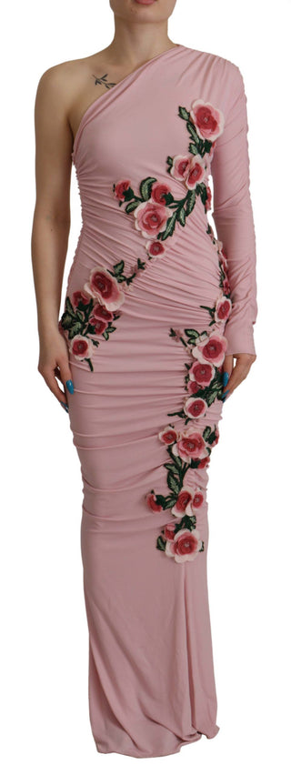 Dolce &amp; Gabbana Elegant Pink One Shoulder Bodycon Dress