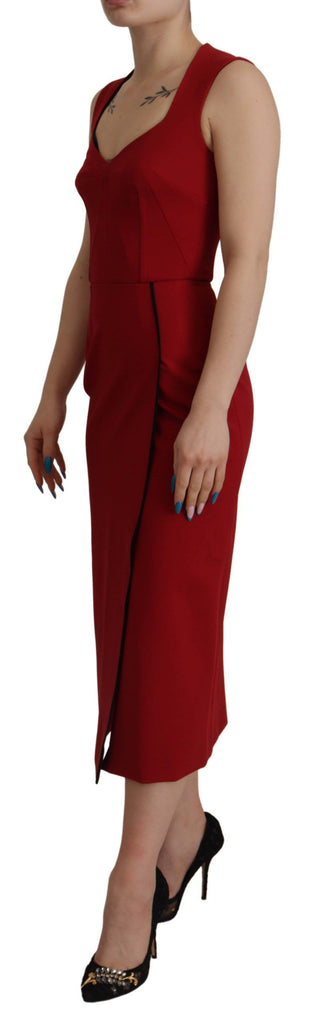 Dolce &amp; Gabbana Elegant Red Bodycon Midi Dress