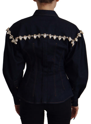 Dolce &amp; Gabbana Elegant Crystal-Embellished Denim Jacket