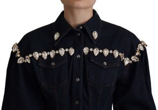 Dolce &amp; Gabbana Elegant Crystal-Embellished Denim Jacket