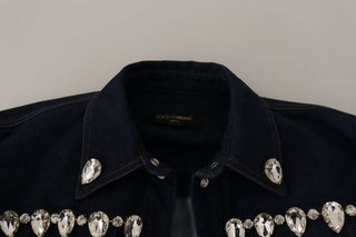 Dolce &amp; Gabbana Elegant Crystal-Embellished Denim Jacket