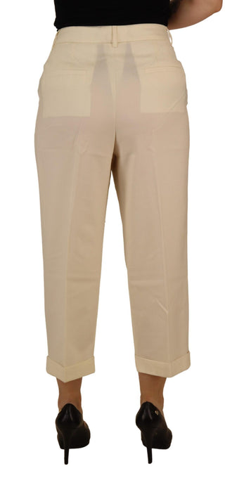 Dolce &amp; Gabbana Elegant Ivory High-Waist Wool Pants