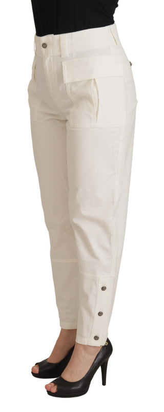 Dolce &amp; Gabbana Elegant White High-Waist Tapered Trousers