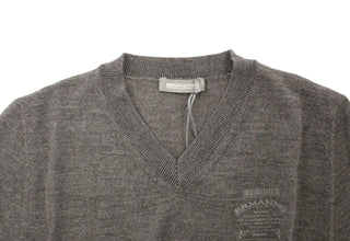 Ermanno Scervino Chic Gray V-Neck Wool Blend Pullover Sweater