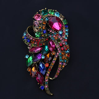 Vintage Inspired Colorful Rhinestone Brooch Pin - Stylish Accessory for Coats and Dresses, Available in 6 Colors 