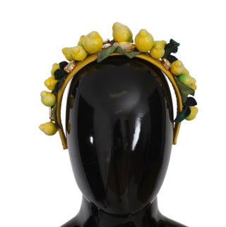 Dolce &amp; Gabbana Exquisite Silk Crystal Lemon Headband Diadem