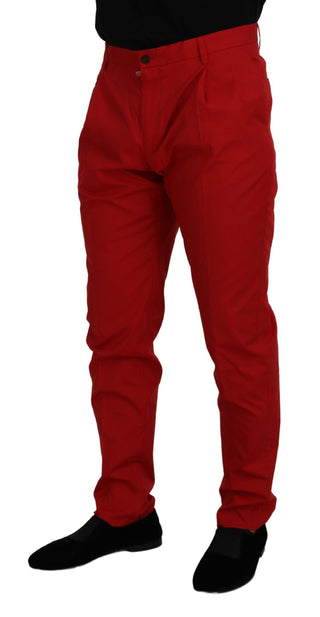 Dolce &amp; Gabbana Elegant Slim Fit Crimson Chinos