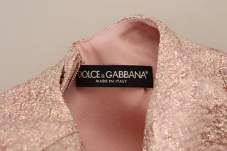 Dolce &amp; Gabbana Elegant Pink Jacquard Midi Sheath Dress