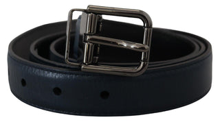 Dolce &amp; Gabbana Elegant Dark Blue Leather Belt