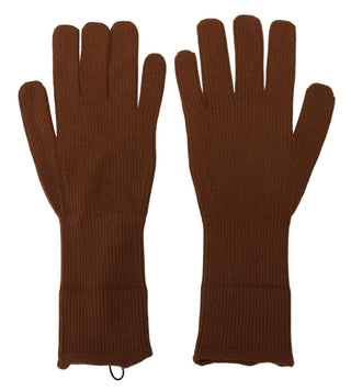 Dolce &amp; Gabbana Elegant Brown Cashmere Winter Gloves