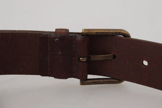 Dolce &amp; Gabbana Elegant Brown Leather Belt with Metal Buckle