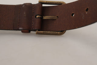 Dolce &amp; Gabbana Elegant Brown Leather Belt with Metal Buckle