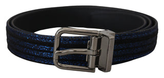 Dolce &amp; Gabbana Elegant Blue Jacquard Leather Belt