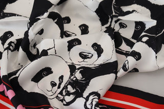 Dolce &amp; Gabbana Elegant Panda Print Silk Scarf