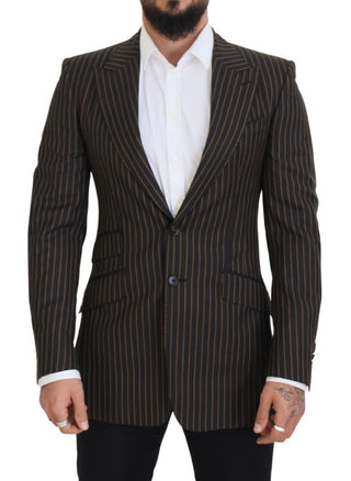 Dolce &amp; Gabbana Elegant Striped Wool Blend Slim Blazer