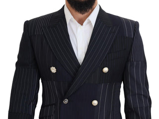 Dolce &amp; Gabbana Elegant Navy Slim-Fit Double Breasted Blazer