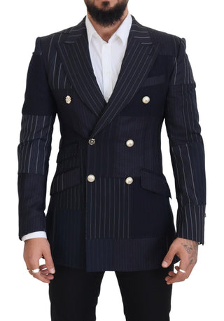 Dolce &amp; Gabbana Navy Blue Double Breasted Slim Fit Blazer