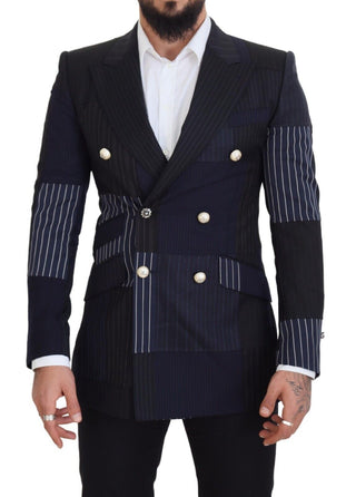 Dolce &amp; Gabbana Elegant Navy Double Breasted Wool Blazer