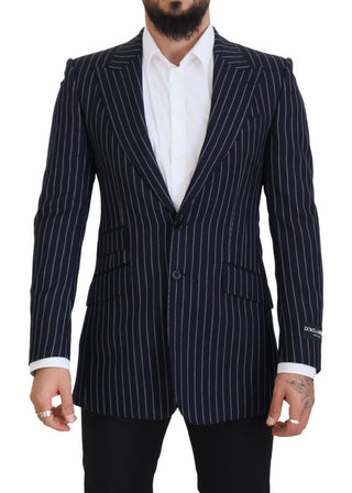 Dolce &amp; Gabbana Elegant Navy Slim Fit Wool Blazer