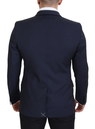 Dolce &amp; Gabbana Elegant Dark Blue Slim Fit Wool Blazer