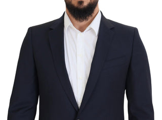 Dolce &amp; Gabbana Elegant Dark Blue Slim Fit Wool Blazer