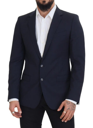 Dolce &amp; Gabbana Elegant Dark Blue Slim Fit Wool Blazer