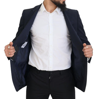 Dolce &amp; Gabbana Elegant Dark Blue Slim Fit Wool Blazer