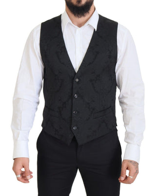 Dolce &amp; Gabbana Elegant Black Martini Suit Jacket &amp; Vest Ensemble