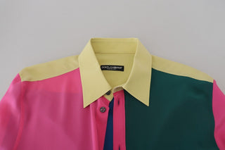 Dolce &amp; Gabbana Elegant Multicolor Silk Button-Down Shirt