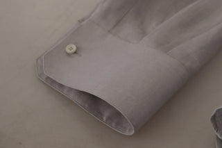 Dolce &amp; Gabbana Elegant Gray Slim Fit Linen Shirt