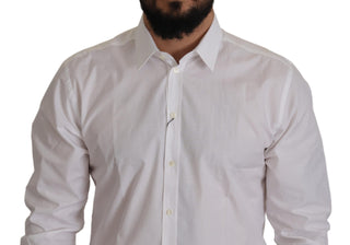 Dolce &amp; Gabbana Elegant Slim Fit White Martini Dress Shirt