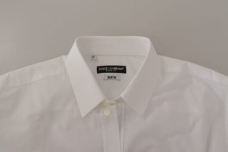 Dolce &amp; Gabbana Elegant Slim Fit White Martini Dress Shirt