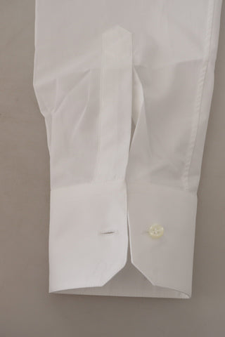 Dolce &amp; Gabbana Elegant Slim Fit White Martini Dress Shirt