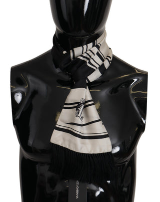 Dolce &amp; Gabbana Elegant Silk Men's Scarf - Classic Black Stripe