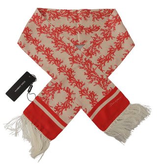 Dolce &amp; Gabbana Elegant Silk Men's Scarf Wrap - Red Coral Print